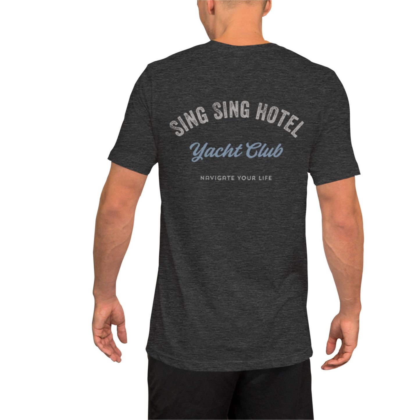 Sing Sing Hotel The Classic 007 Yacht Club, Navigate Your Life Dark Grey Heather T-Shirt.