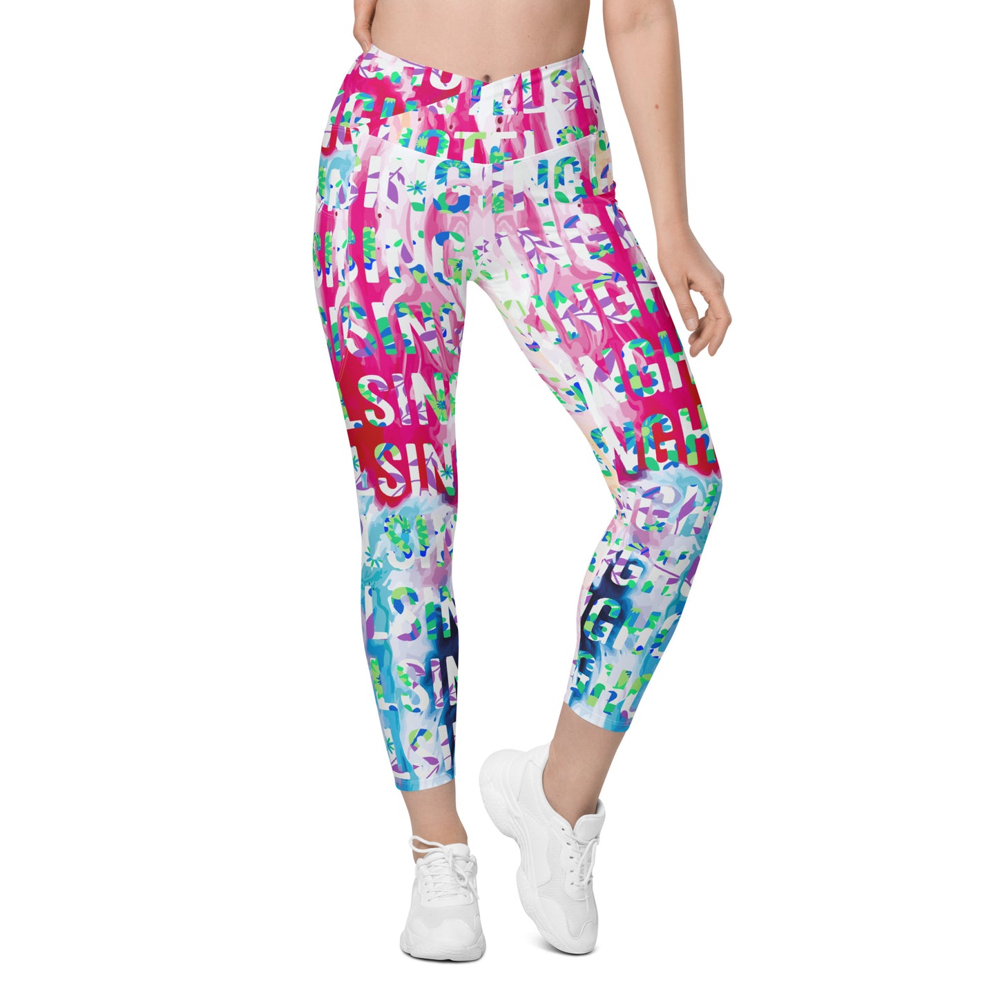 City Fit Crossover leggings with pockets, front view.