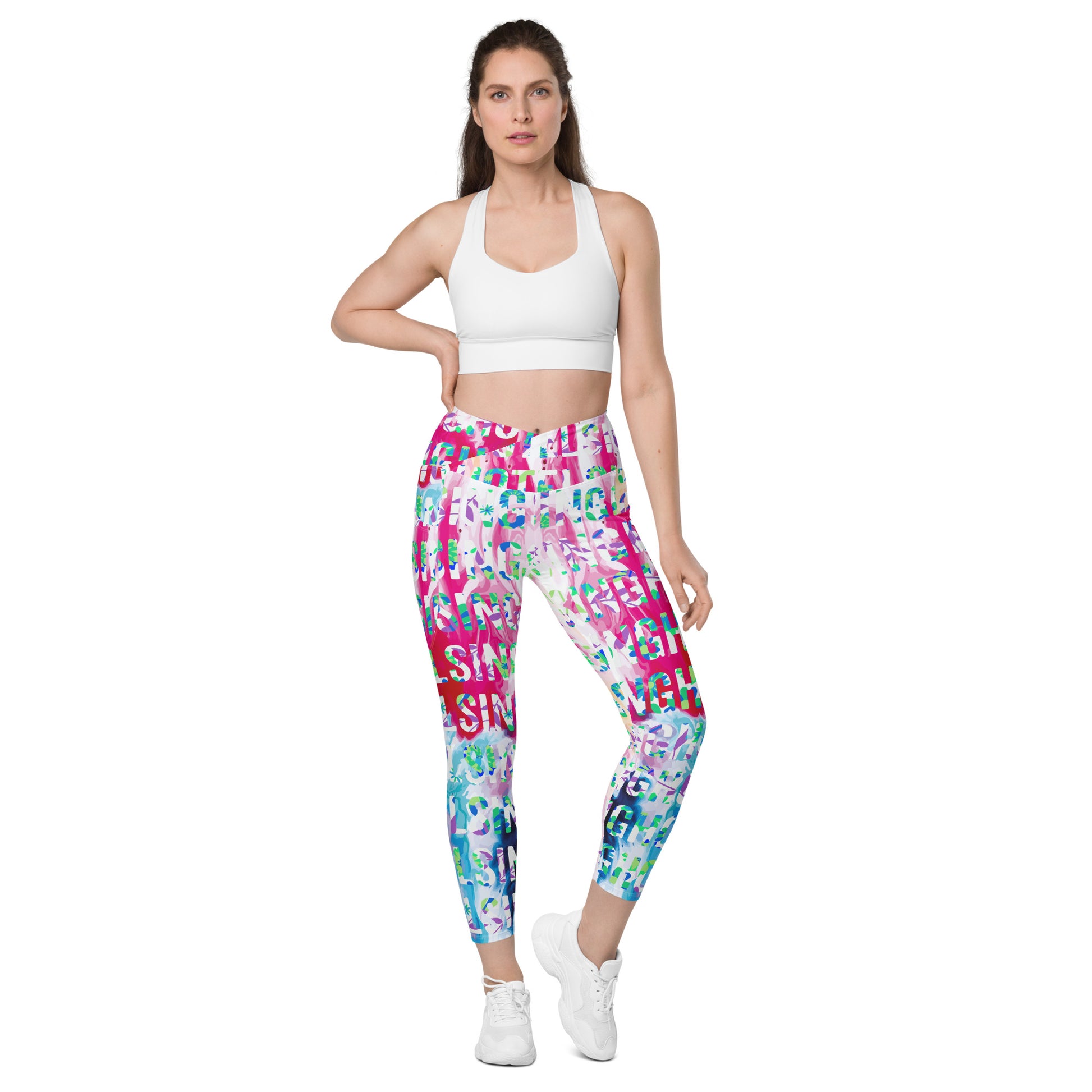 City Fit Crossover leggings with pockets, full length alternative front view.