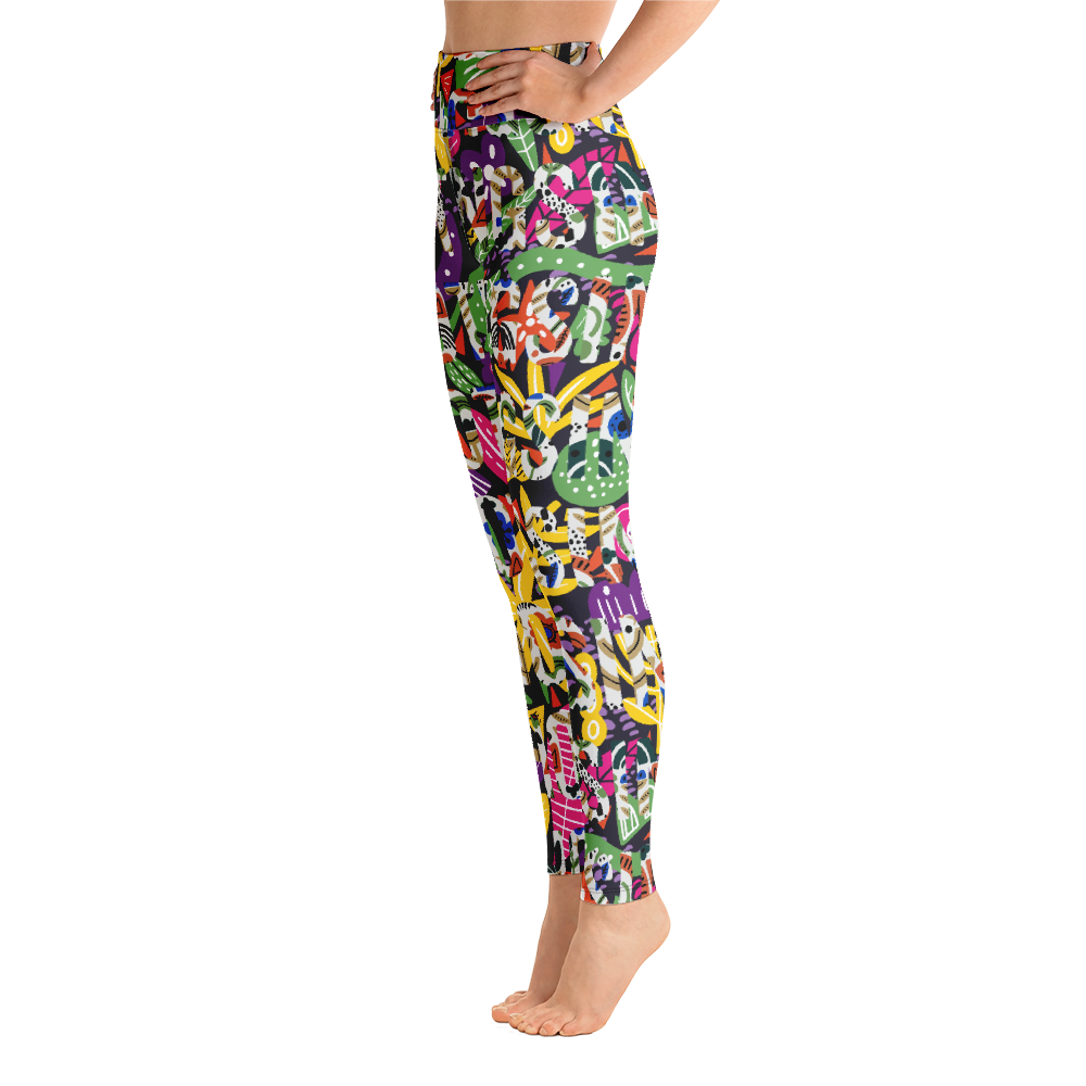 Summer City Yoga Leggings, patterned side view.