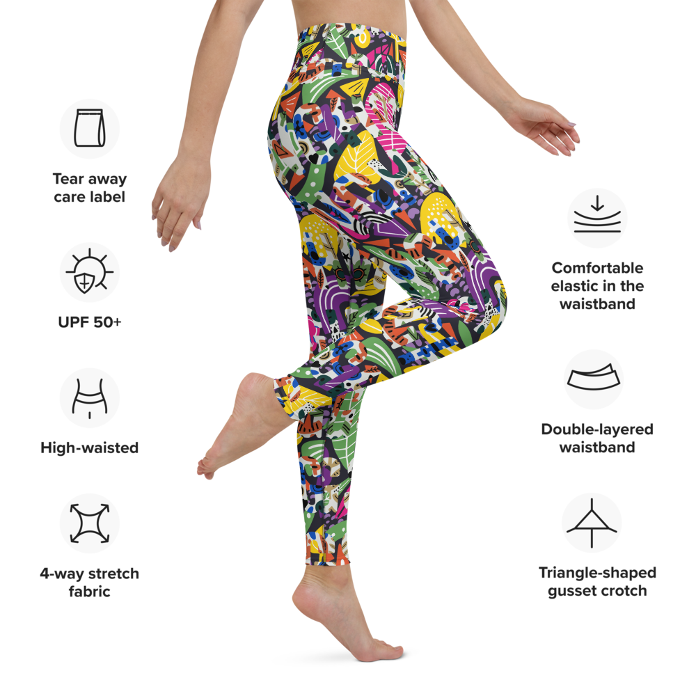 Summer City Yoga Leggings, Side view product specs mock up.