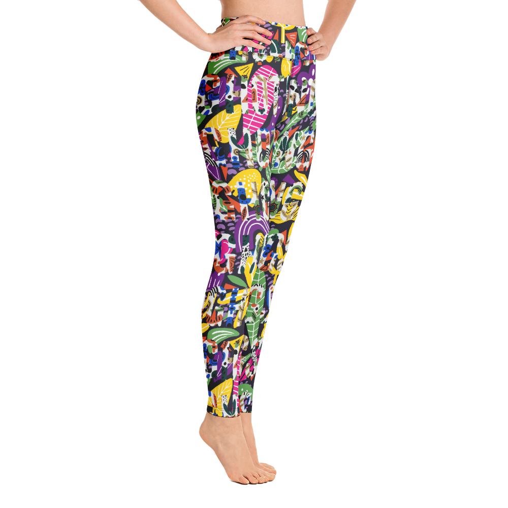 Summer City Yoga Leggings, side view of pattern.