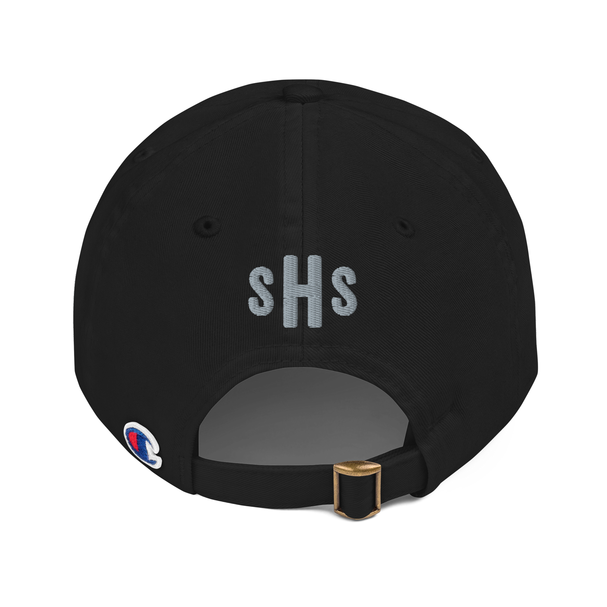 The Sing Sing Hotel Champion Dad Baseball Cap. Black, back view.