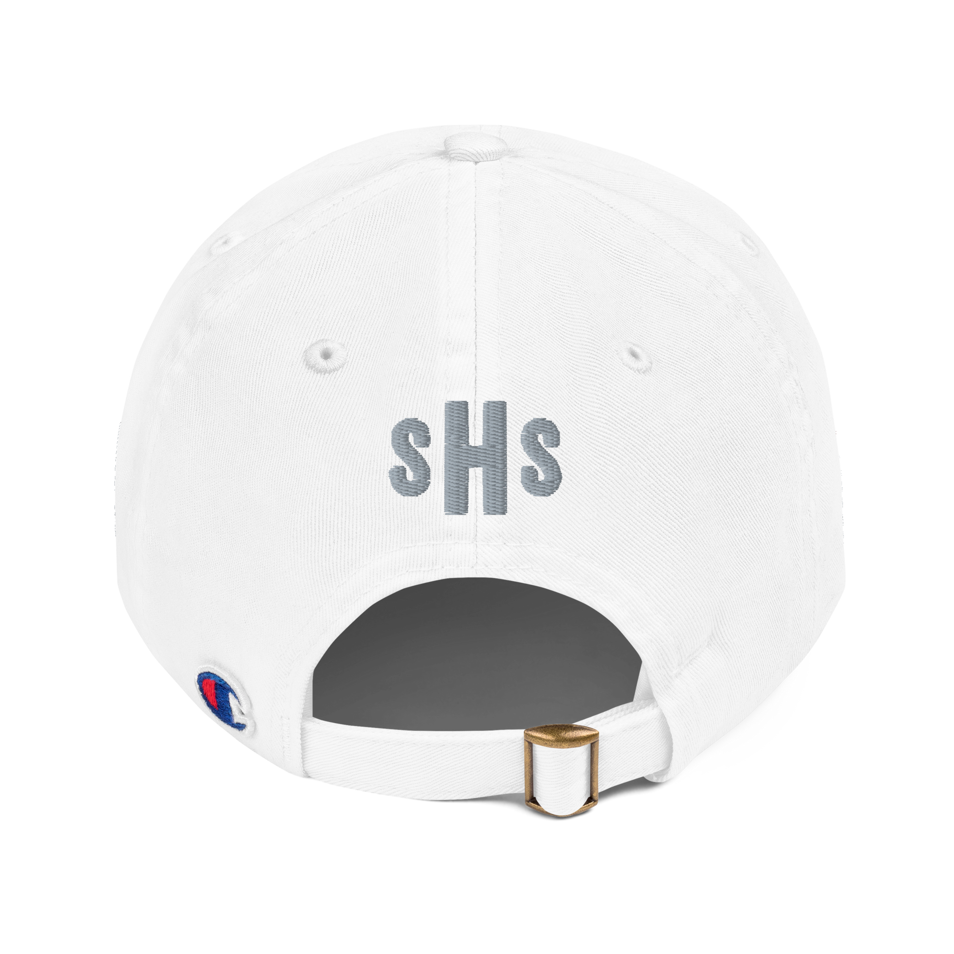 The Sing Sing Hotel Champion Dad Baseball Cap. White, Back view.