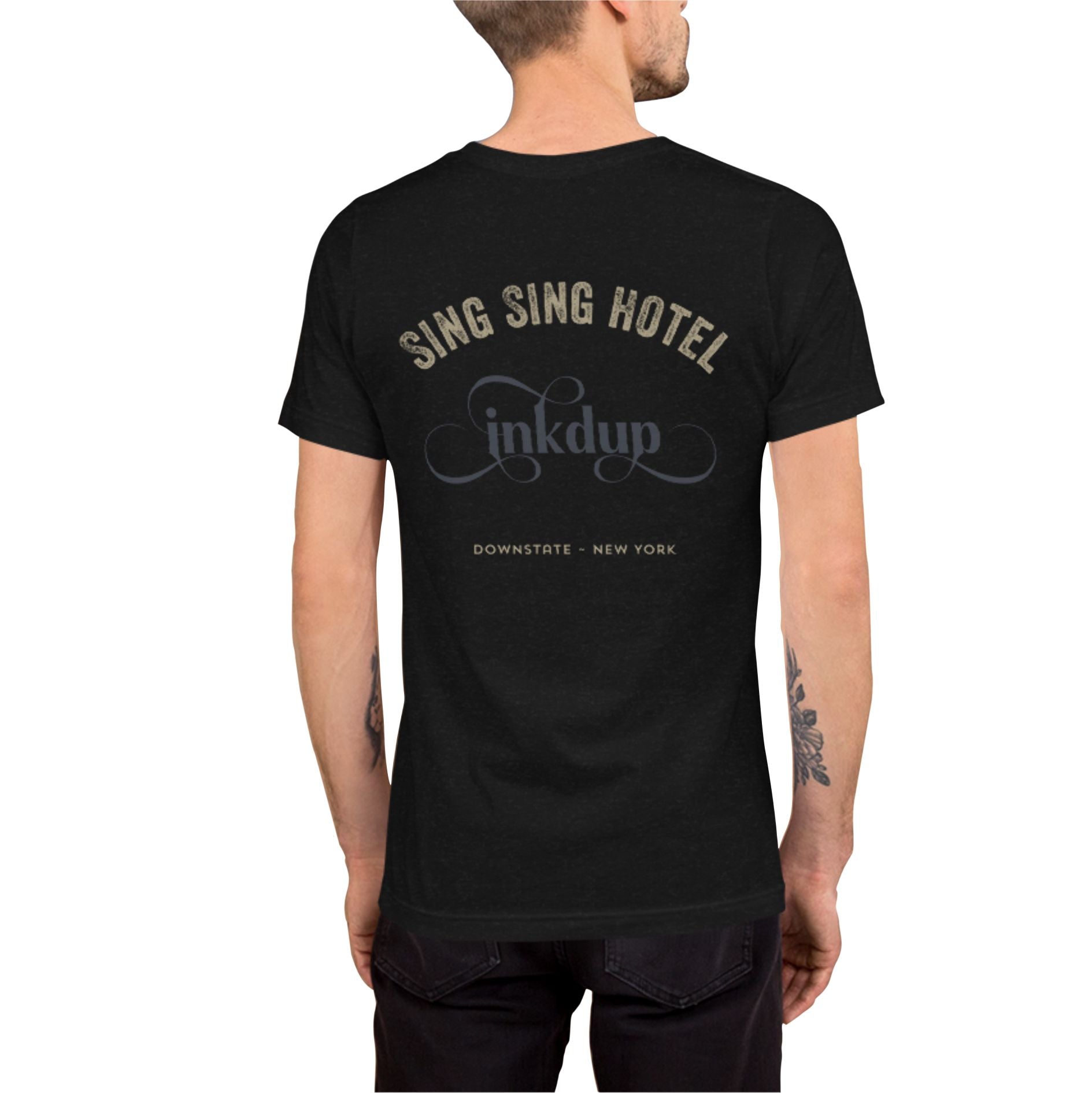 Sing Sing Hotel 012 , Inkdup, Downstate New York, Black Heather T-Shirt.