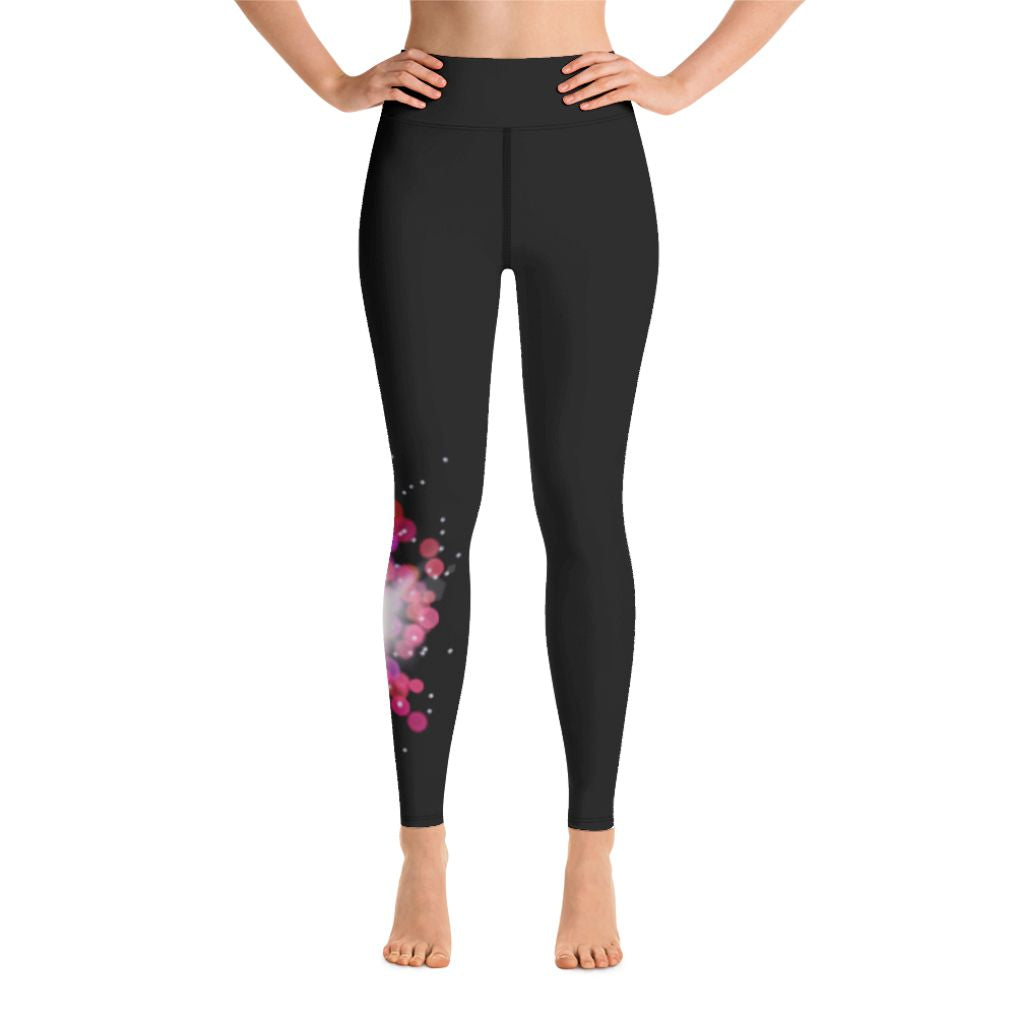 Bokeh Pink 5 Yoga Leggings, front view.