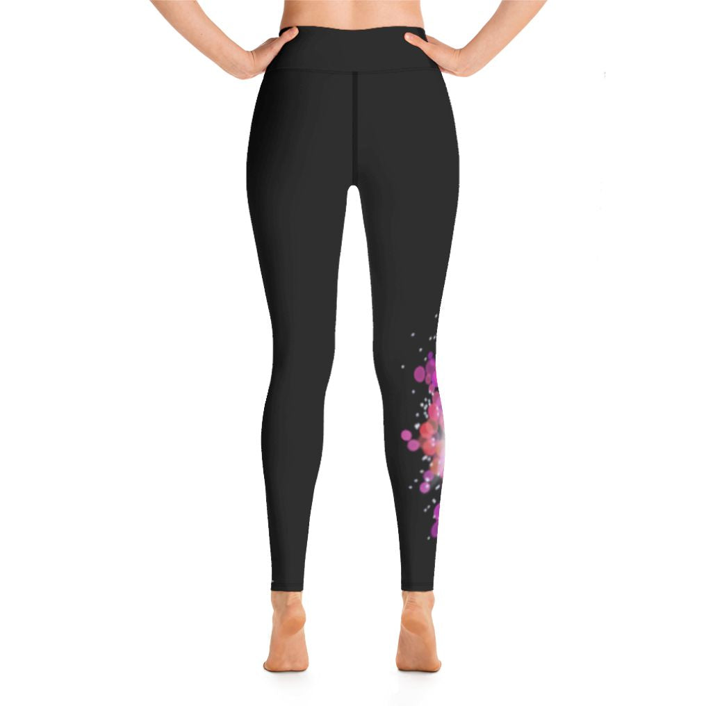 Bokeh Pink 5 Yoga Leggings, back view.